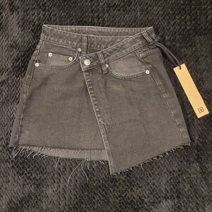 KSUBI Black Wrap Denim Skirt